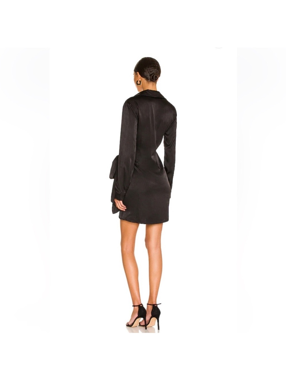 NWT Superdown sophie draped mini dress black Satin Tie Revolve Small - Picture 3 of 5